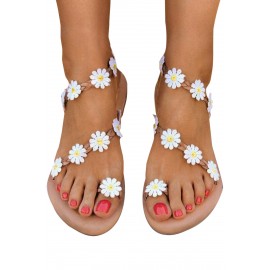 White Casual Tropical Floral Flip Flop Sandals